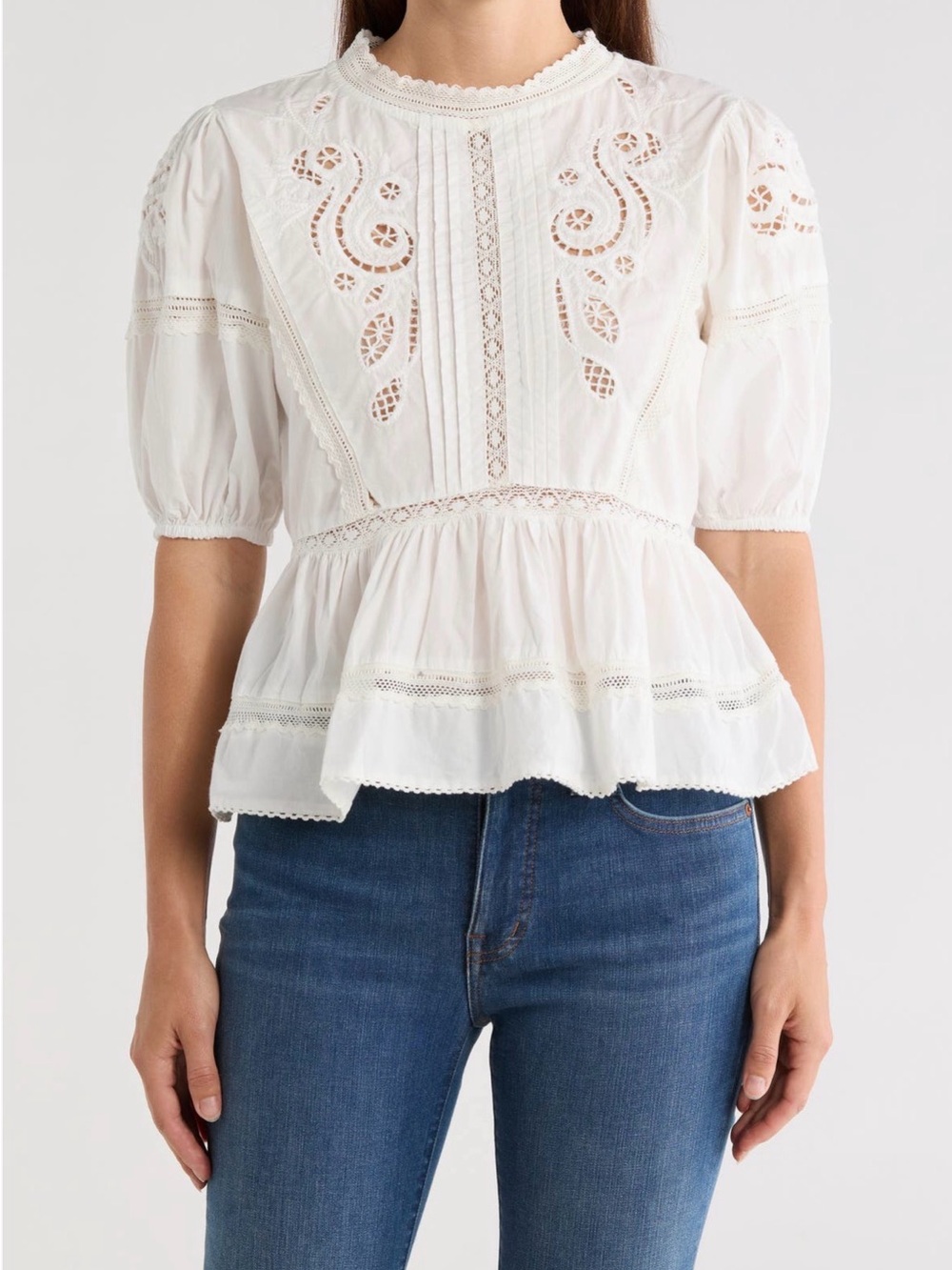 Max Studio Cotton Peplum Blouse Top